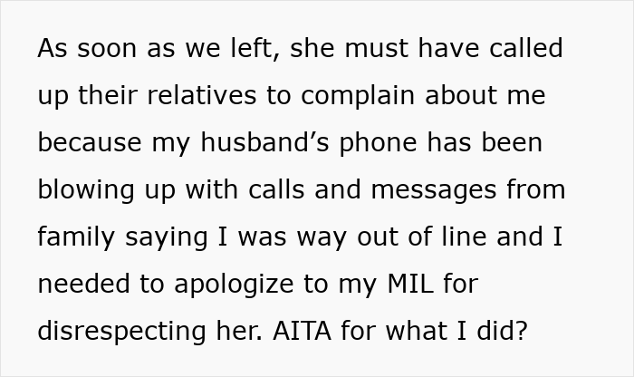 Captura de pantalla del texto sobre una madre que saca a su bebé de la casa de MIL después de que le quitaron la alimentación y los familiares se quejan