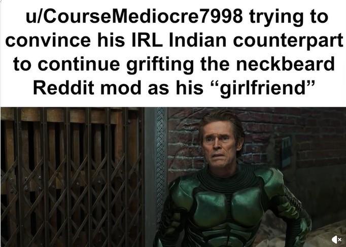 u/Course Mediocre7998 tratando de convencer a su homólogo indio en la vida real de que continúe utilizando el mod de Reddit con barba del cuello como suyo. 
