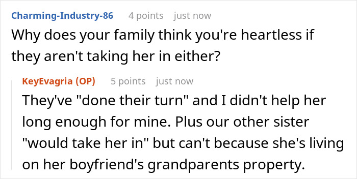 Comente sobre la renuencia familiar a ayudar a una hermana embarazada que enfrenta desafíos de refugio para personas sin hogar y opciones de vivienda limitadas.