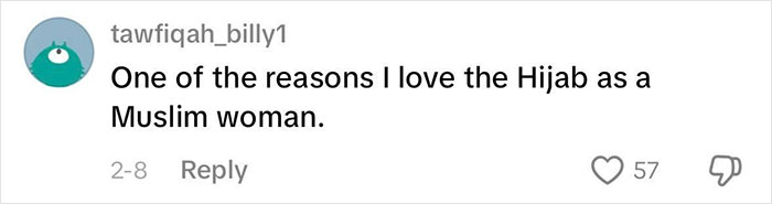 Comentario de una usuaria que expresa amor por el Hijab como mujer musulmana en una publicación en las redes sociales.