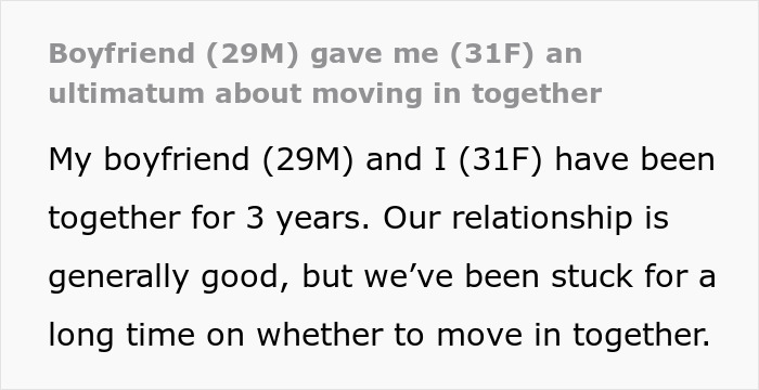 Una pareja habla de mudarse a vivir juntos, y un hombre duda en vivir en el departamento que posee su novia.