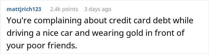 Comente un texto en una plataforma social sobre una mujer rica que no pudo leer la sala y perdió amigos por cuestiones de privilegios.