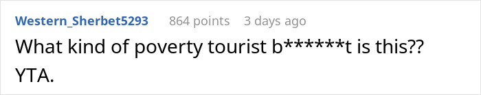 Captura de pantalla de un comentario en línea que critica a una mujer rica por no leer la sala y perder amigos relacionados con privilegios.