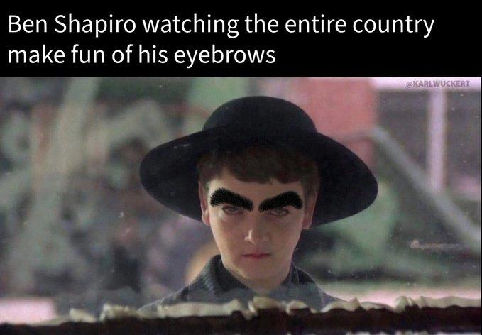 Ben Shapiro observa cómo todo el país se burla de sus cejas KARLWUCKERT