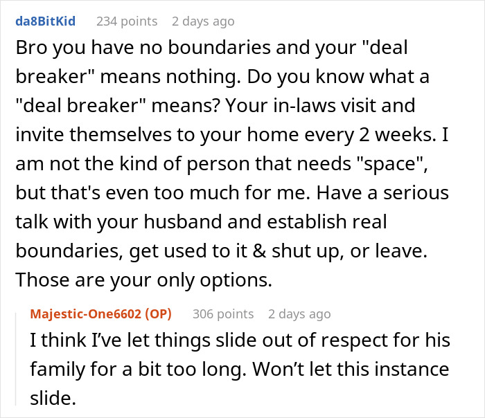 Un usuario de Reddit advierte sobre la falta de límites después de que el marido aprobara una visita prolongada de la familia sin preguntarle a su esposa.