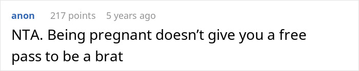 Captura de pantalla de un comentario en línea sobre el cruel comentario de una esposa embarazada que hizo que su marido se sintiera herido en un hilo de discusión.