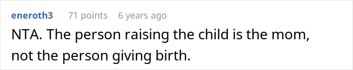 Captura de pantalla de una discusión en línea sobre una mujer que quiere que su hermano adopte a su bebé y un conflicto con su cuñada por la maternidad.
