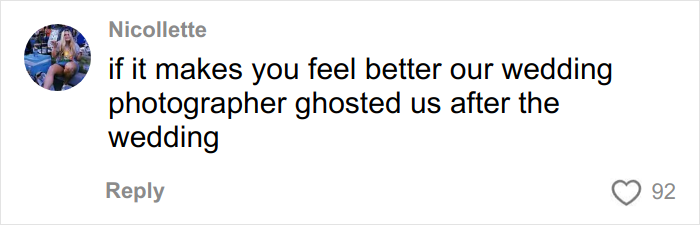 Comente un texto sobre una mujer que comparte horribles fotos de compromiso y su fotógrafo las oculta después de la boda.