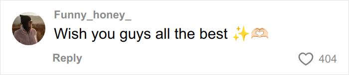 Captura de pantalla de un comentario en las redes sociales que dice Les deseo todo lo mejor a todos con 404 me gusta, relacionado con la controversia sobre las fotos de compromiso.