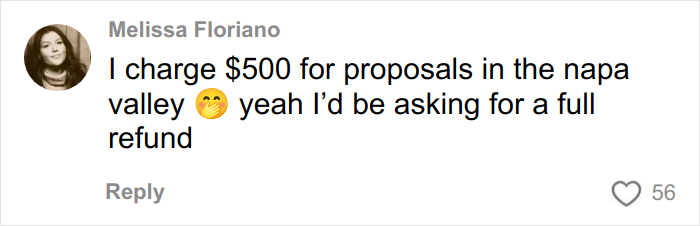 Comentario de Melissa Floriano sobre los precios de las fotografías y los reembolsos relacionados con las fotos de compromiso.