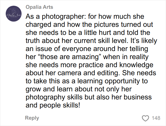 Un comentario sobre las habilidades del fotógrafo y las oportunidades de aprendizaje después de que las horribles fotos de compromiso pagaran $ 725 causan desconcierto.