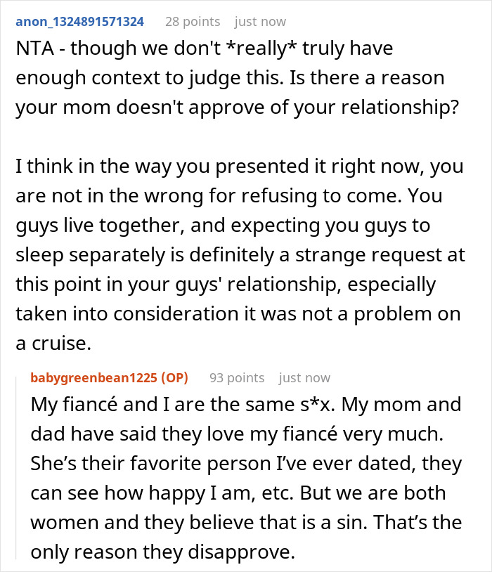 Una mujer se enfrenta a un dilema después de que su madre controla su forma de dormir con su futura esposa en una discusión sobre un conflicto de relación.